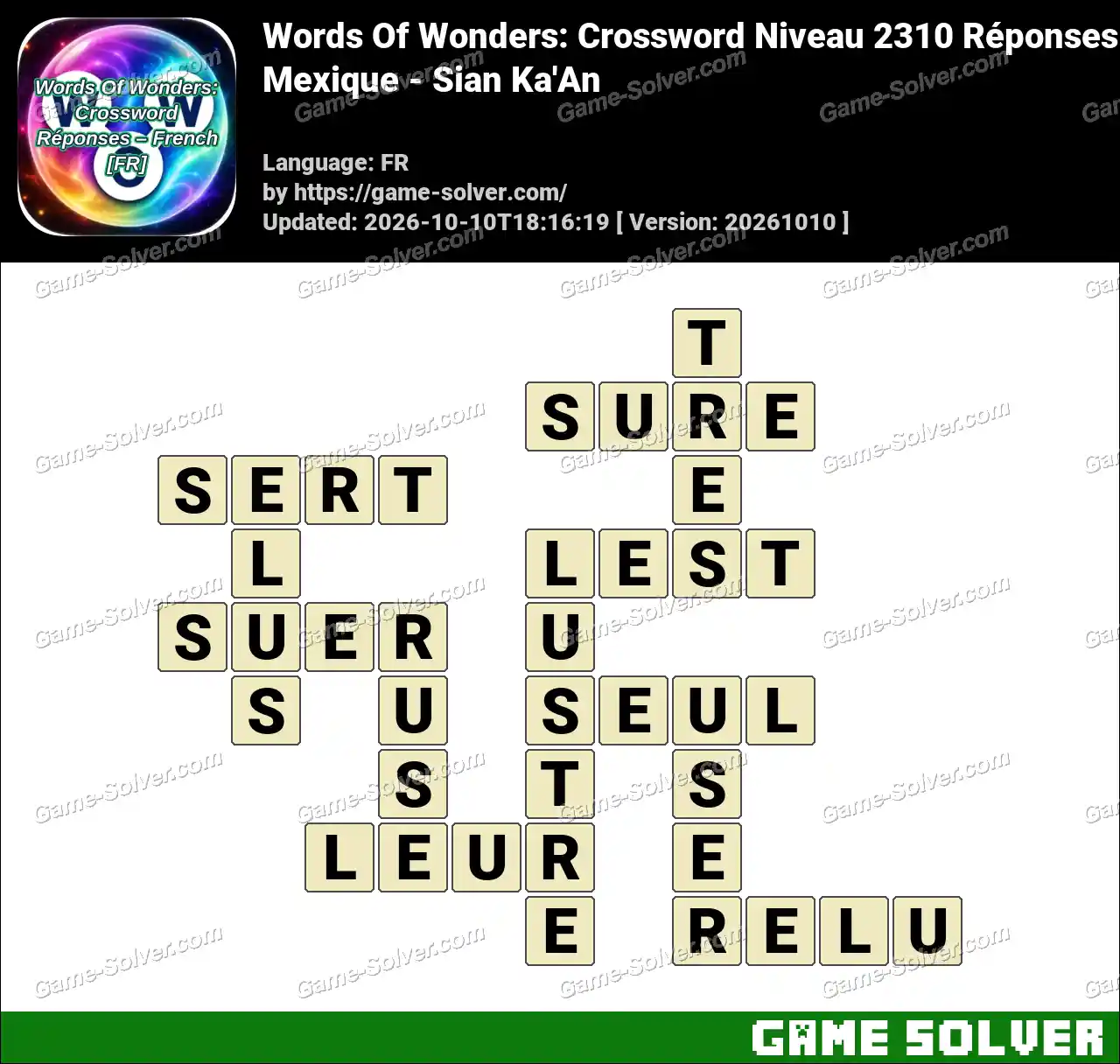 Words Of Wonders: Crossword Niveau 2310 Réponses – Mexique – Sian Ka’An